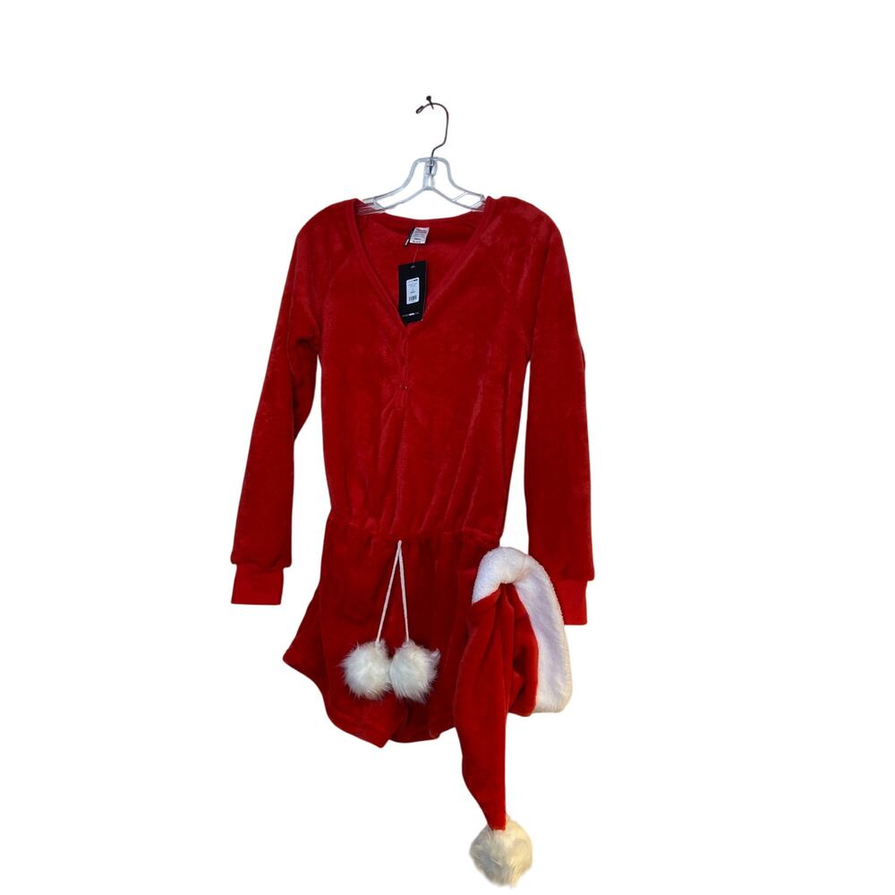Fashion Nova Oh Santa plush PJ/Romper‎  .